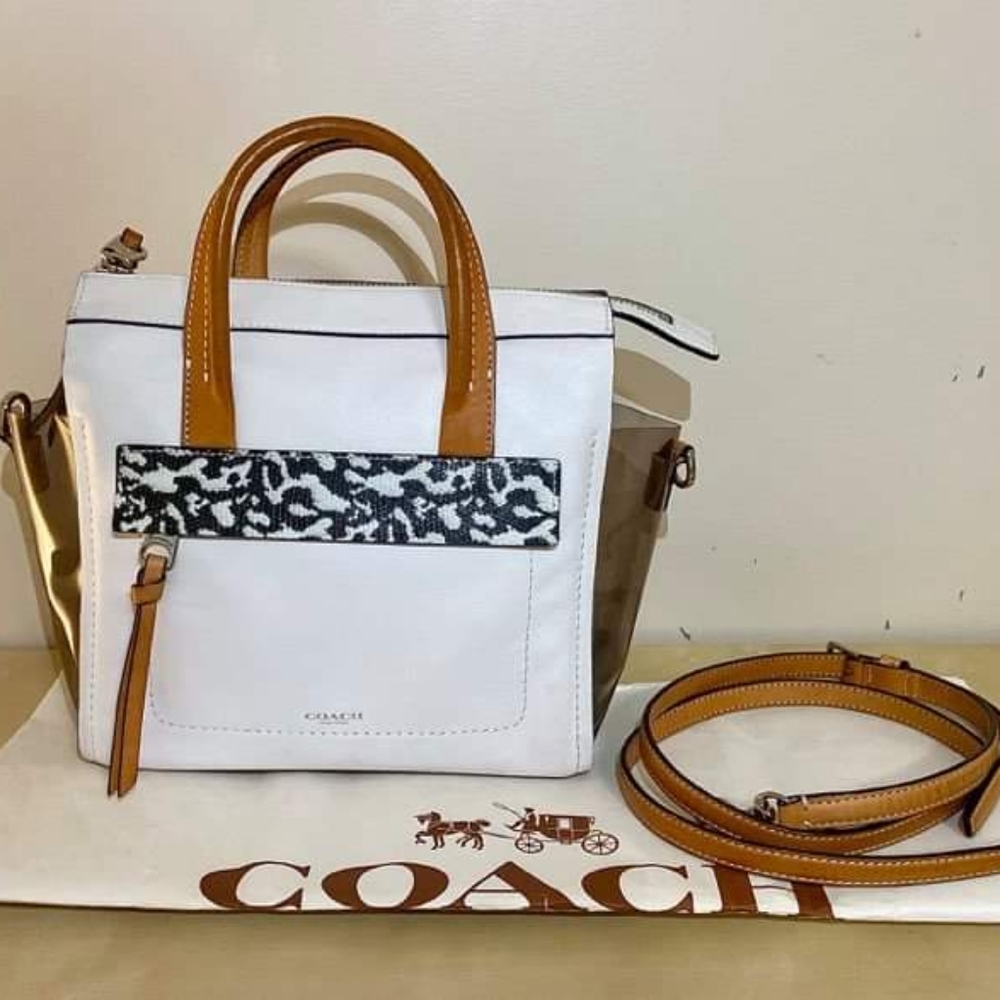 COACH Bleecker Riley White Carryall Purse